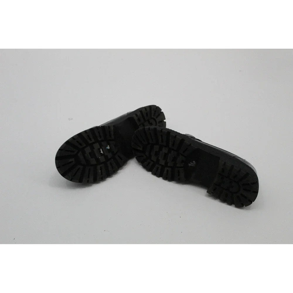Daisy Fuentes Jetenna-G Black Lug Sole Chain Loafers DF270401 Size 4M